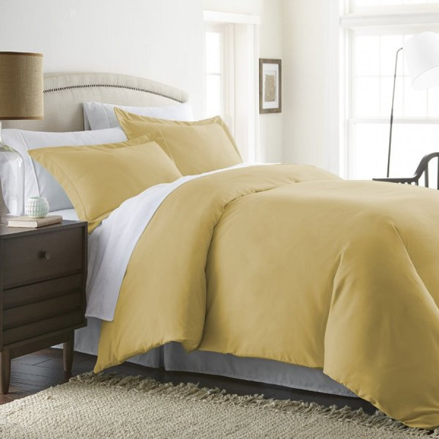 Soft Golden Solid Color Plain Duvet Cover Set