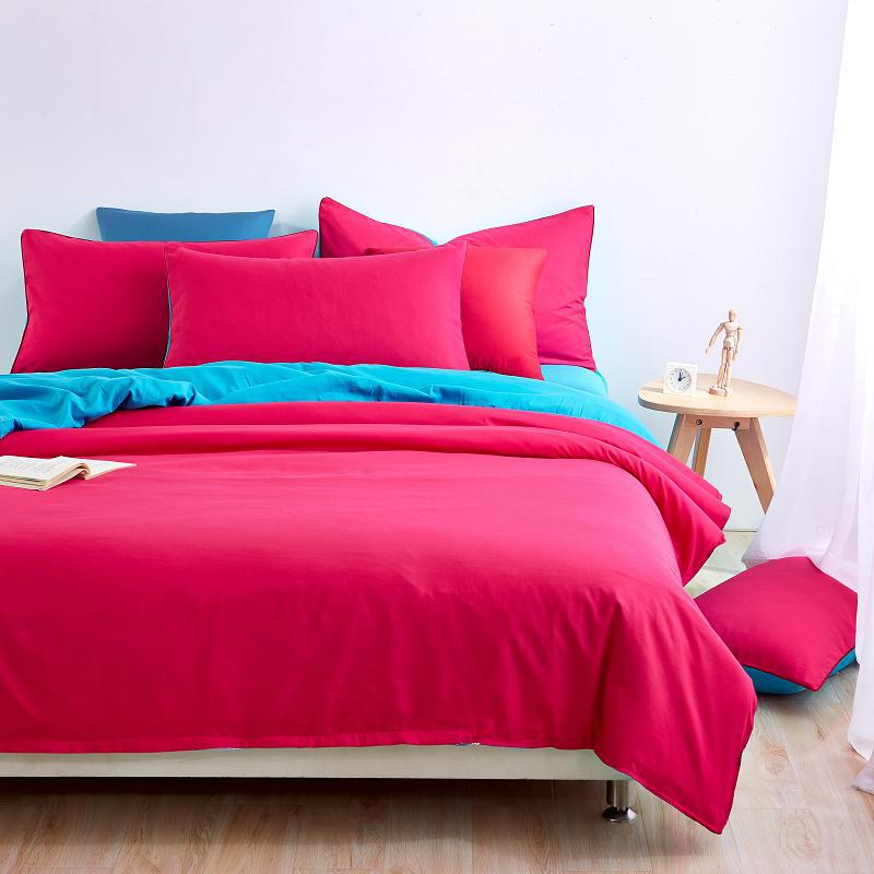 Pure Cotton Solid Reversible Color Plain Duvet Cover Set