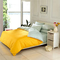 Yellow & Grey Solid Color Plain Duvet Cover Set