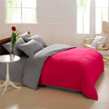 Grey & Pink Solid Color Plain Duvet Cover Set