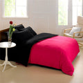 Dark Pink Solid Color Plain Duvet Cover Set
