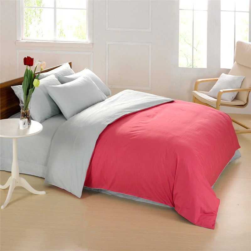 Light Pink Solid Color Plain Duvet Cover Set