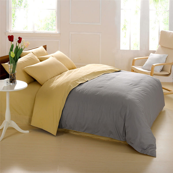 Pure Cotton Solid Reversible Color Plain Duvet Cover Set