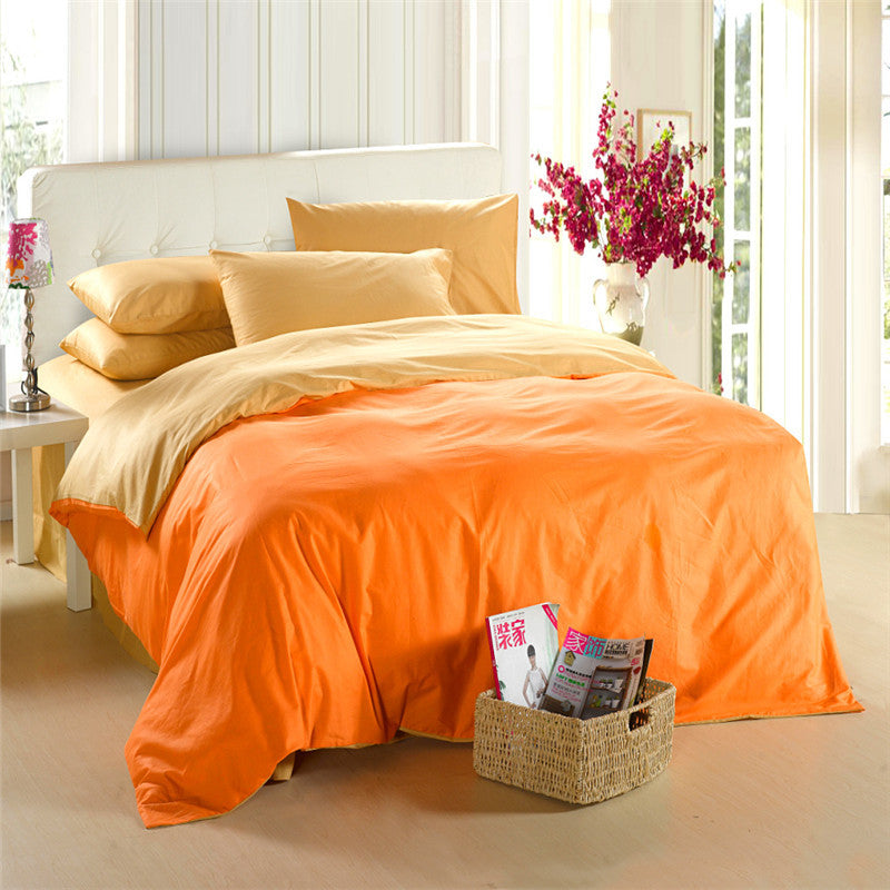 Deep Orange Solid Color Plain Duvet Cover Set