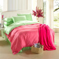 Deep Pink & Olive Solid Plain Duvet Cover Set