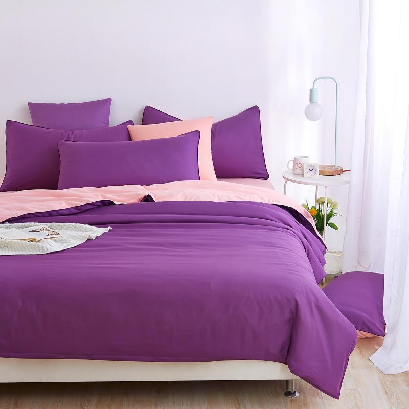 Deep Purple Pure Cotton Solid Reversible Plain Duvet Cover Set