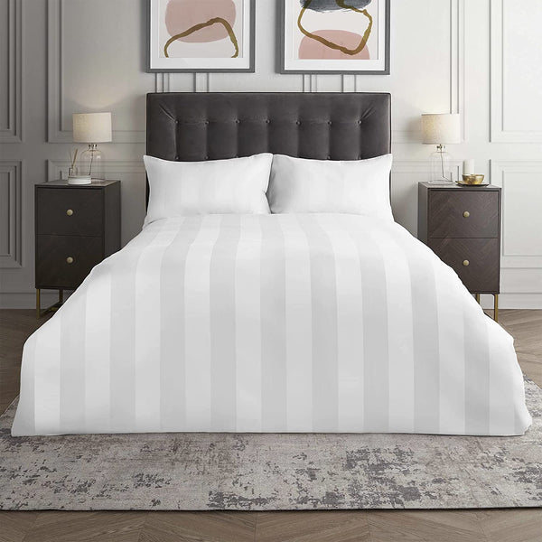 White - Hotel Stripe Bedsheet Set