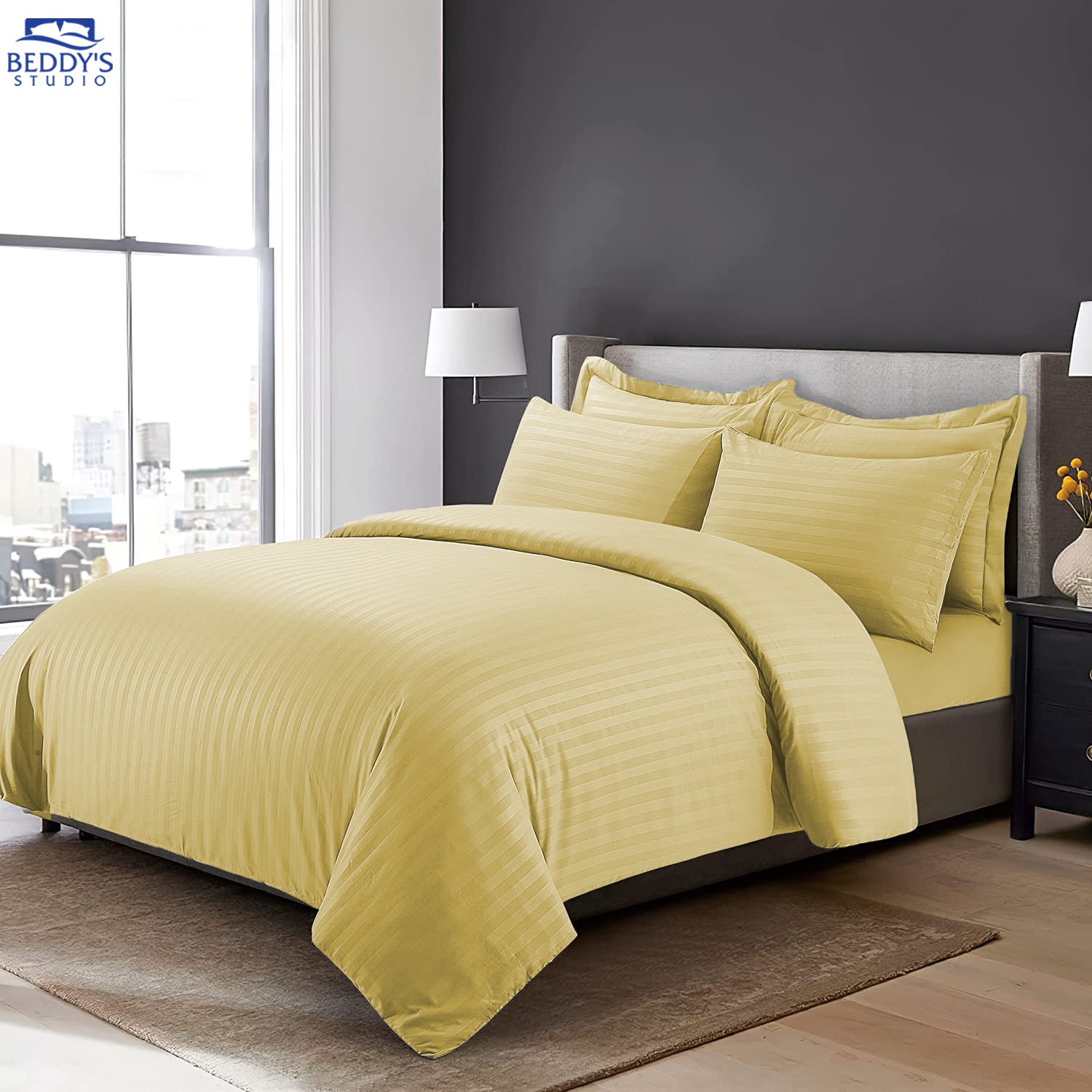 Golden - Hotel Stripe Duvet Cover Set