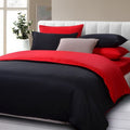 Black & Red Solid Color Plain Duvet Cover Set