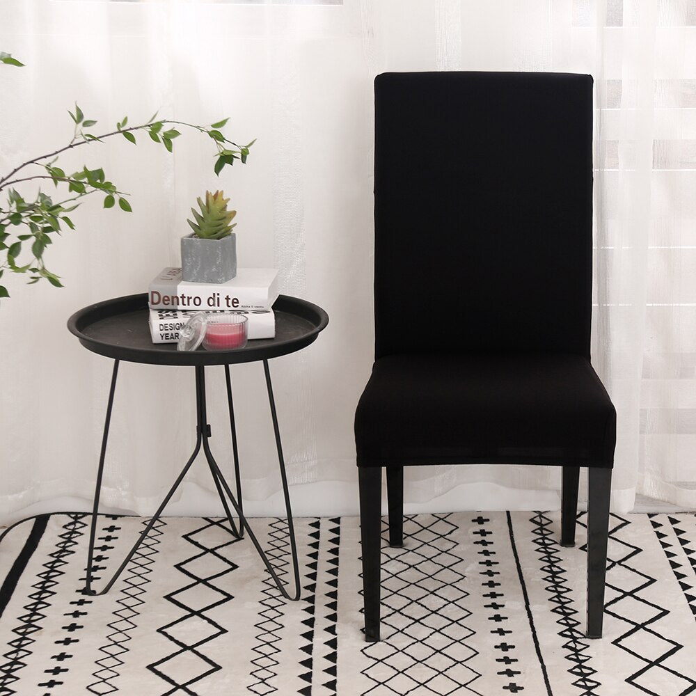 Jersey Cotton Chair Cover Set - Black